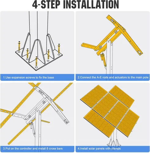 Miniatura 8 de ECO-WORTHY Sistema de panel solar de seguimiento de doble eje (aumenta un 40% la potencia) con controlador de seguimiento, kit completo