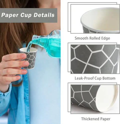 Miniatura 3 de Paquete de 600 vasos de papel de 3 onzas, vasos de baño pequeños desechables para enjuague bucal, mini vasos de papel para baño, fiesta, picnic