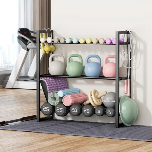 Miniatura 2 de Estante para mancuernas de 3 niveles, soporte de pesas para gimnasio en casa