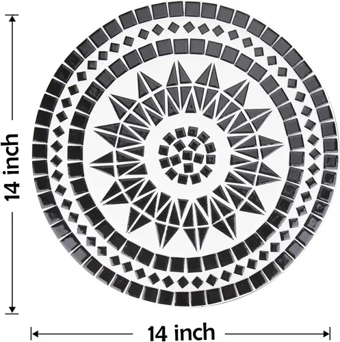 Miniatura 8 de Vipush Mesa auxiliar de mosaico para patio, mesa de centro para exteriores, mesa de centro bistró, soporte para plantas, mesa auxiliar redonda