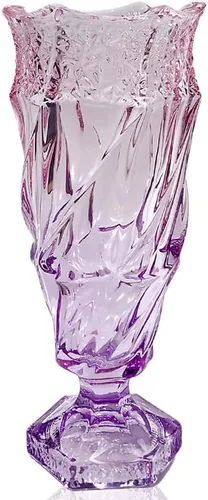 Miniatura 8 de Florero de cristal de 2.4 libras 9.5 pulgadas, estilo bohemio, para centros de mesa, boda, decoración del hogar florero de cristal (brillante)