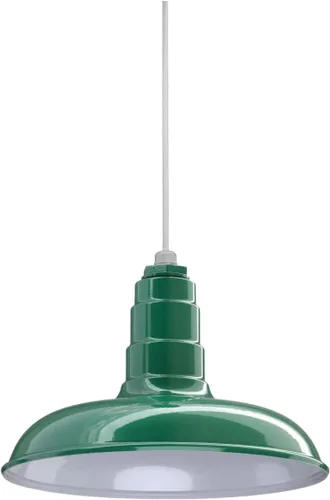 Miniatura 17 de Steel Lighting Co. Malibu - Lámpara colgante Montaje en techo Domo de 14 pulgadas vástago de 12 pulgadas Estilo de granja de acero Rojo