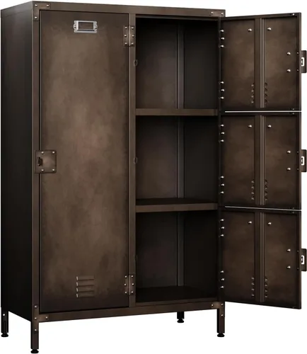 Miniatura 11 de Yizosh Taquilla de metal con 1 puerta con cerradura, armario de almacenamiento industrial de acero negro, 55.1 pulgadas de largo x 15 pulgadas