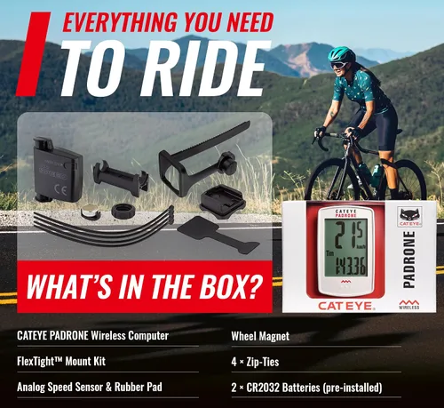 Miniatura 9 de CATEYE Computadora Inalámbrica para Bicicleta Padrone – Ciclocomputadora con Pantalla de Gran Tamaño, Velocímetro y Odómetro Inalámbricos, Montaje