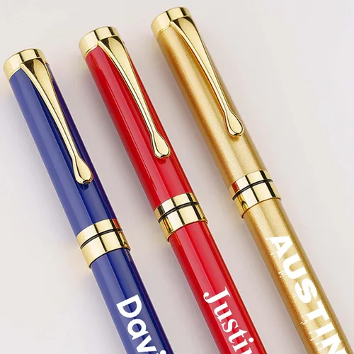 Miniatura 7 de Bolígrafo personalizado de texto/logotipo con 3 repuestos negros, negocios grabados, lujo, ejecutivo profesional, oficina, el mejor juego de regalo