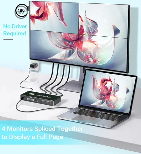 Miniatura 4 de avedio Links Controlador de pared de video HDMI 2x2 4K, 1080P @60Hz HDMI DVI TV procesador de pared con salida de audio, 4 pantallas de TV en 1