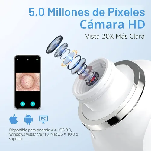 Miniatura 2 de Aspiradora Removedora de Puntos Negros, Aspiradora de Poros con Interfaz USB, Herramienta de Extracción de Puntos Negros con Cámara para Hombres
