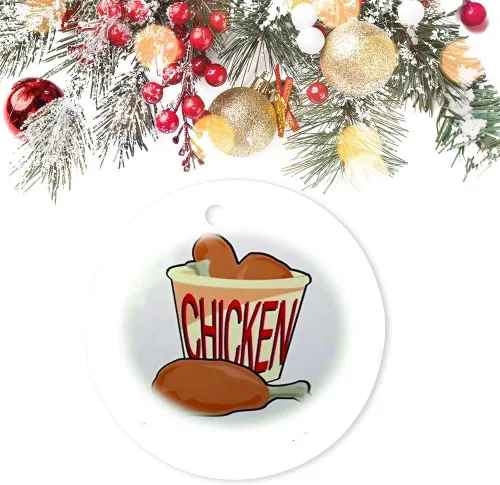 Miniatura 3 de Adornos de Navidad Cubeta de pollo frito redondo adorno de cerámica divertido decoración del hogar colgantes colgantes recuerdo adorno tradicional