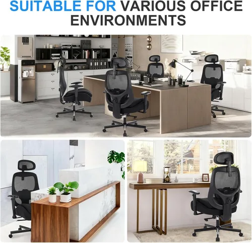 Miniatura 6 de Office Chair with Ergonomic Lumbar Support and Mesh Back for Home Office, Desk Chair with Wide Seat and Adjustable Arms for Computer Desk, Computer