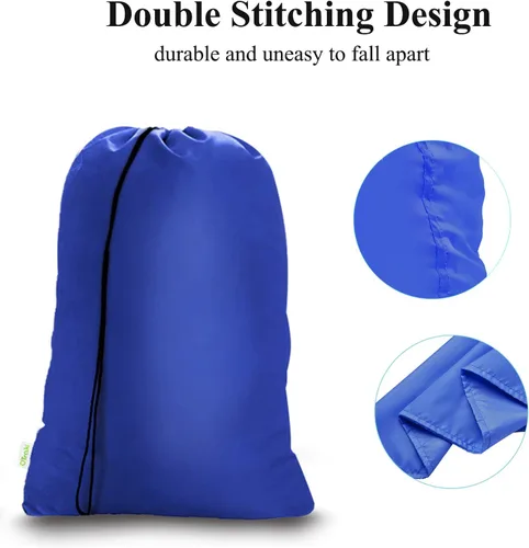 Miniatura 4 de OTraki Paquete de 2 bolsas de lavandería 28x45 pulgadas con cordón XXL, cesta de lavandería, bolsa de almacenamiento para ropa sucia, bolsa de viaje