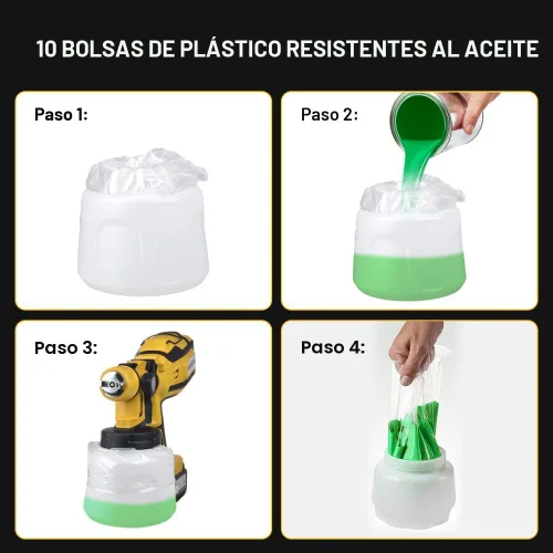 Miniatura 4 de Pulverizador de Pintura Inalámbrico con Baterías Makita 2 * 4AH, 6 Boquillas y 3 Patrones de Pulverización y 10 Bolsas de Pintura y 1 Luz Nocturna
