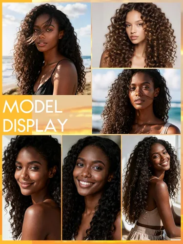 Miniatura 9 de Caliee - Extensiones de cabello rizado con clip 3B 3C Jerry, extensiones de clip de cabello rizado 14 pulgadas 1B color natural, extensiones