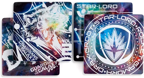 Miniatura 3 de Guardians of the Galaxy, Juego de platos de plástico Vol. 2 - Divertido paquete de cuatro incluye platos cuadrados de 8 pulgadas en 4 diseños