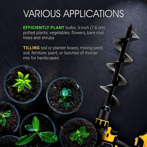 Miniatura 2 de ERYTLLY Plantador de Bulbos, Taladro en Espiral, Herramienta de Jardinería 8 x 18 cm, Excavadora de Agujeros Rápida para Paraguas para Plantar