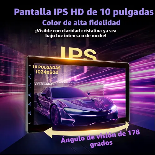 Miniatura 3 de Pantalla táctil de 10" para coche, utilizada para Apple Carplay inalámbrico Android Auto MirrorLink, estéreo de coche portátil con Bluetooth, cámara