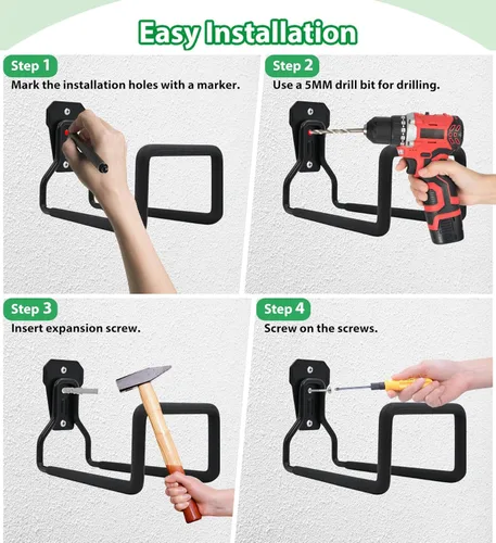 Miniatura 6 de Soporte para manguera de jardín, soporte de pared para colgar mangueras, soporte de manguera de agua resistente para uso en exteriores/interiores