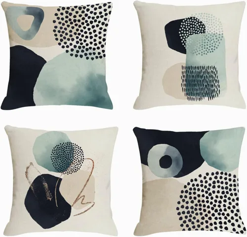Miniatura 13 de Juego de 4 fundas de almohada abstractas de color naranja quemado de 20 x 20 pulgadas, fundas de almohada geométricas bohemias decorativas