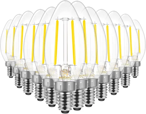Miniatura 8 de Energetic - Bombilla LED E12 clásica regulable transparente, equivalente a 60 W, 550 lúmenes, blanco frío 4000 K, bombilla de filamento de vidrio