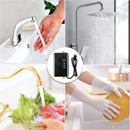 Miniatura 4 de Calentador de agua eléctrico sin depósito 110V 3000W debajo del fregadero, calentador de agua caliente instantáneo bajo demanda para cocina y baño
