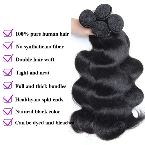 Miniatura 3 de Unice - Cabello ondulado brasileño 8A, cabello virgen, 3 unidades, extensiones tejidas de 100 % cabello humano, color natural, 3.3 a 3.5 onzas