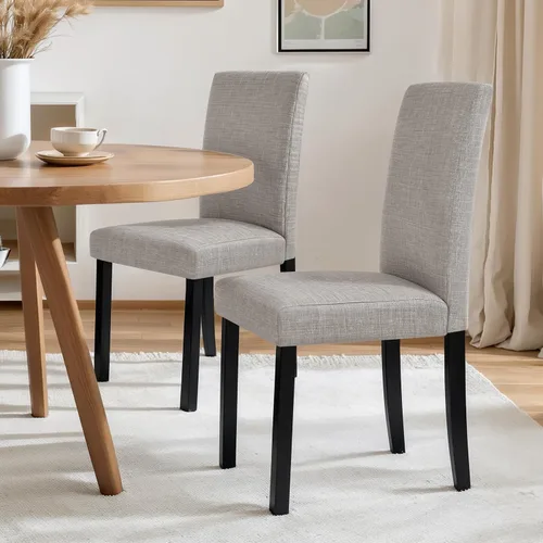 Miniatura 16 de CHUN YI Juego de 2 sillas de comedor tapizadas, sillas de comedor de tela con patas de madera maciza, sillas Parson modernas para cocina