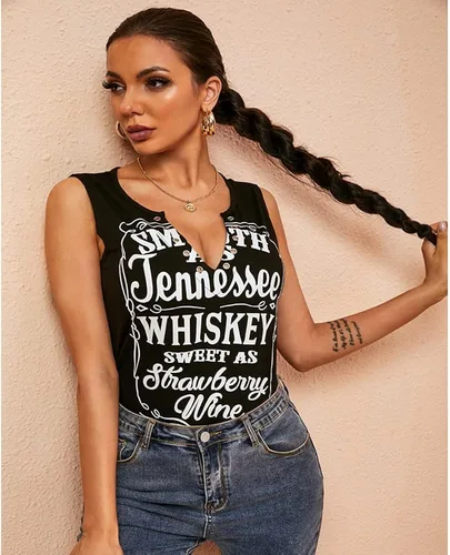 Miniatura 5 de Camiseta sin mangas Smooth As Tennessee Sweet As Strawberry con agujero de anillo, sin mangas, sexy, cuello en V, para mujer, retro, música country