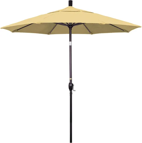 Miniatura 9 de California Umbrella Sombrilla redonda de aluminio de 7.5 pies, manivela elevadora, botón de inclinación, poste de bronce, Sunbrella Air Blue