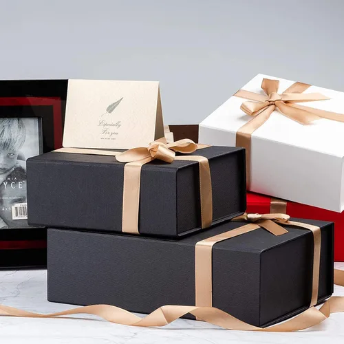 Miniatura 7 de LIFELUM Caja de regalo de 13.5 x 10 x 4 pulgadas, caja de regalo grande con tapas magnéticas, cajas de regalo negras para regalos de graduación
