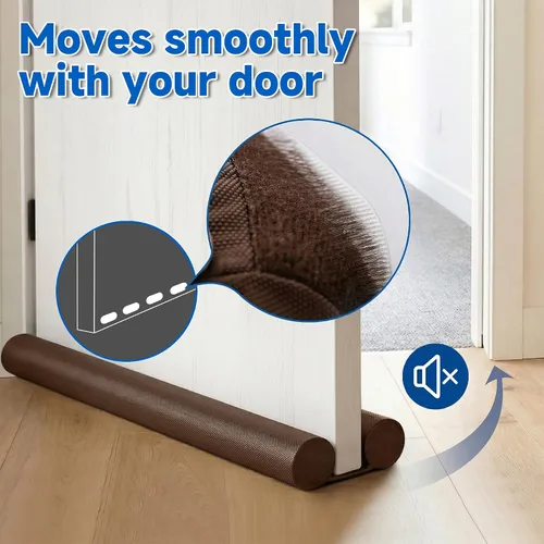 Miniatura 9 de MAXTID - Topes para puertas protectores de corrientes de aire, tope marrón ajustable de doble cara para puertas de 32 a 38 pulgadas, para puerta