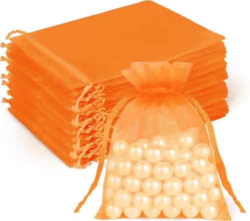 Miniatura 26 de Crweety 50 Piezas Bolsas de Organza Doradas de 3 x 4 Pulgadas, Pequeñas Bolsas de Regalo de Malla con Cordón para Favores de Boda, Despedida