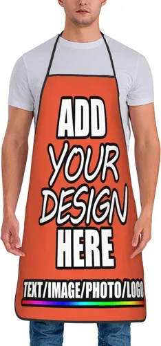 Miniatura 7 de Delantal personalizado personalizado para añadir nombre, foto, texto, logotipo, cocina ajustable para cocinero para hombres y mujeres