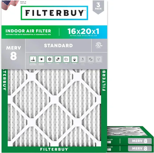 Miniatura 11 de Filterbuy - Filtro de aire MERV 8 de 21x22x1 de defensa esencial contra el polvo y las alergias (paquete de 3), filtros plisados electrostáticos