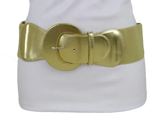 Miniatura 13 de TFJ - Cinturón ancho para mujer, cintura elástica, cintura alta, color dorado, hebilla grande