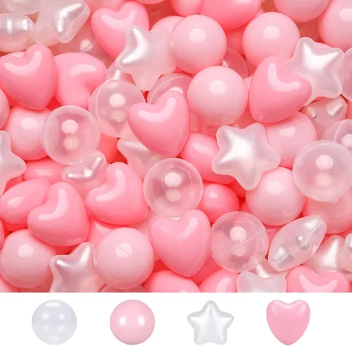 Miniatura 31 de Bolas de hoyo de TRENDPLAY en forma de estrella y corazón para niños pequeños - 50, 100, 200, 500 piezas de bolas de plástico para diversión y juego