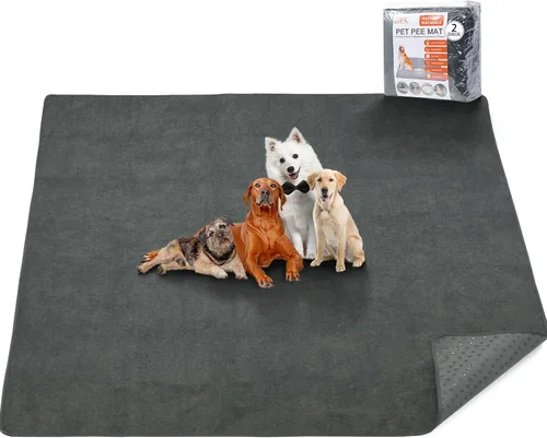 Miniatura 14 de Almohadillas lavables para orina de perro 24x36 pulgadas paquete de 2 reutilizables, alfombrillas absorbentes antideslizantes para perros