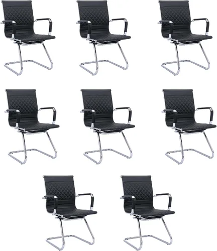 Miniatura 16 de VESCASA Juego de 2 sillas de oficina para sala de espera, sillas de recepción de piel sintética estacionarias sin ruedas, silla auxiliar con brazos