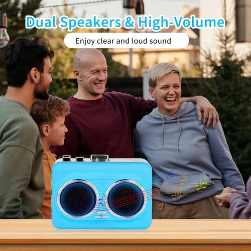 Miniatura 5 de Convertidor de casete portátil a USB, altavoz dual estéreo puro y reproductor de casete inverso automático, reproductor de cinta de casete