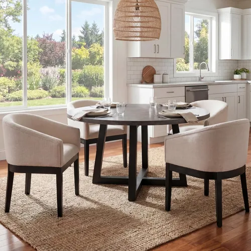 Miniatura 20 de RIVOVA Juego de 2 Sillas de Comedor Beige de Mediados de Siglo Modernas Sillas de Comedor Tapizadas en Lino Sillas de Cocina y Comedor con Respaldo