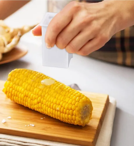 Miniatura 3 de Paquete de 2 esparcidores de mantequilla con cubierta incorporada, plástico, blanco