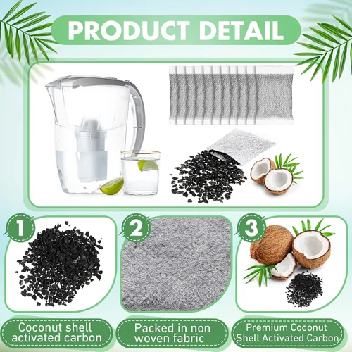 Miniatura 3 de Lounsweer 100 filtros de agua de carbón activado, filtros de destilador de cáscara de coco, sobres de carbón activado para la mayoría