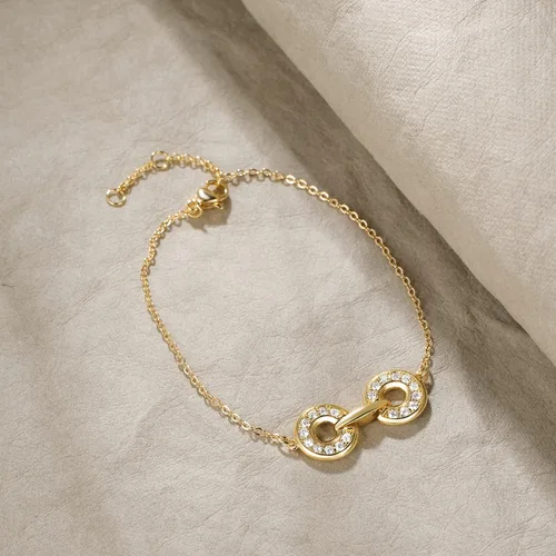 Miniatura 5 de MEVECCO Pulsera de cadena de oro para mujer, chapada en oro de 18 quilates, pulsera ajustable en capas, delicada pulsera minimalista hecha a mano