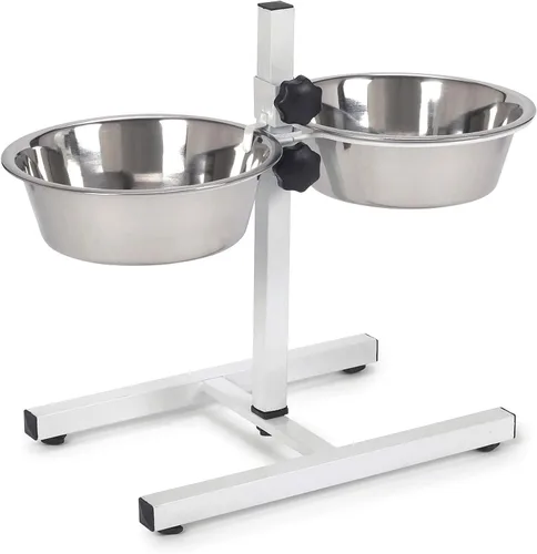 Miniatura 4 de ProSelect - Tazón ajustable de acero inoxidable para perros con dos cuencos de comida para mascotas
