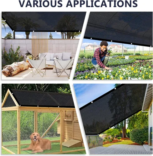 Miniatura 5 de VICLLAX 50% tela de sombra, malla negra duradera de 3 x 6 pies con cada ojal de 3 pies, red de tela para sombra solar para cubierta de plantas