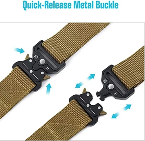 Miniatura 7 de Cinturón táctico, estilo militar, correa de malla de malla resistente de liberación rápida, cinturón de hebilla de metal para hombres y mujeres