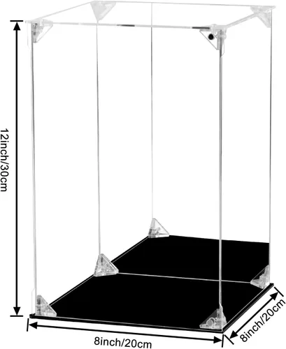 Miniatura 2 de Vitrina de acrílico transparente para figuras de acción con parte trasera espejada, caja de exhibición de protección a prueba de polvo, estuche
