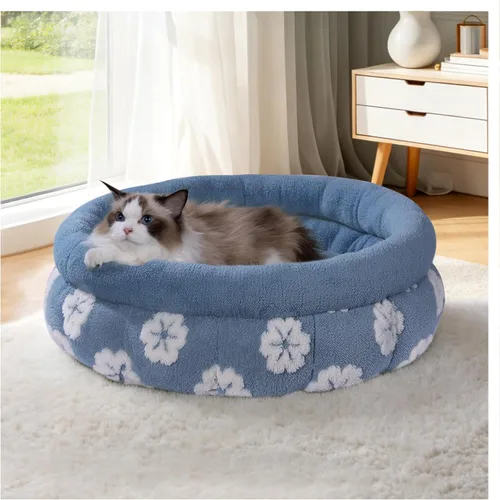 Miniatura 14 de BALANCE Camas para gatos de interior, cama redonda lavable para gatos, bonita cama para gatitos con parte inferior antideslizante para gatitos