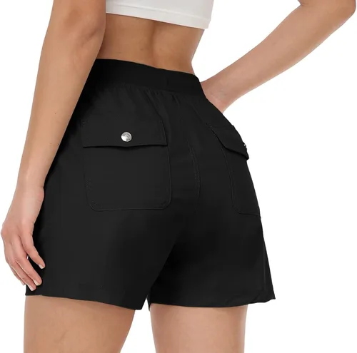 MoFiz Pantalones cortos de senderismo tipo cargo de 4.5 pulgadas para mujer, con 4 bolsillos, de secado rápido, ligeros, para campamento