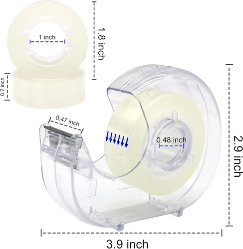 Miniatura 2 de OWLKELA 8 Pack Clear Tapes and Refillable Dispensers, 0.7" x 28 yds per roll, Transparent Tape Refills, Office Tape with Dispenser for Home, School