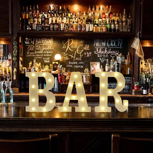 Miniatura 2 de Letrero de barra iluminado, letras LED de marquesina, funciona con pilas, para decoración de pub, hogar, bar, fiesta