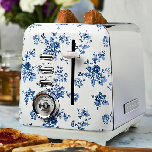 Miniatura 3 de VQ Laura Ashley China Rose - Tostadora de 2 rebanadas de acero inoxidable Tostadora multifuncional de bagels y pan de 2 rebanadas con modo